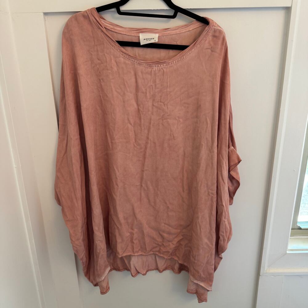 Andree by Unit Plus Sized Pink Hi-Low Flowy Dolman Sleeve Blouse Top Size 1XL